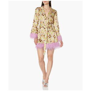 UNIQUE Likely Virginia Mini Wrap Dress Feather-Trim Size 2 Retro/Vintage (237)